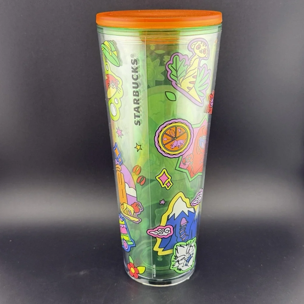 Starbucks Disney Animal Kingdom Venti Travel Tumbler Cup Acrylic 24 oz Doodles